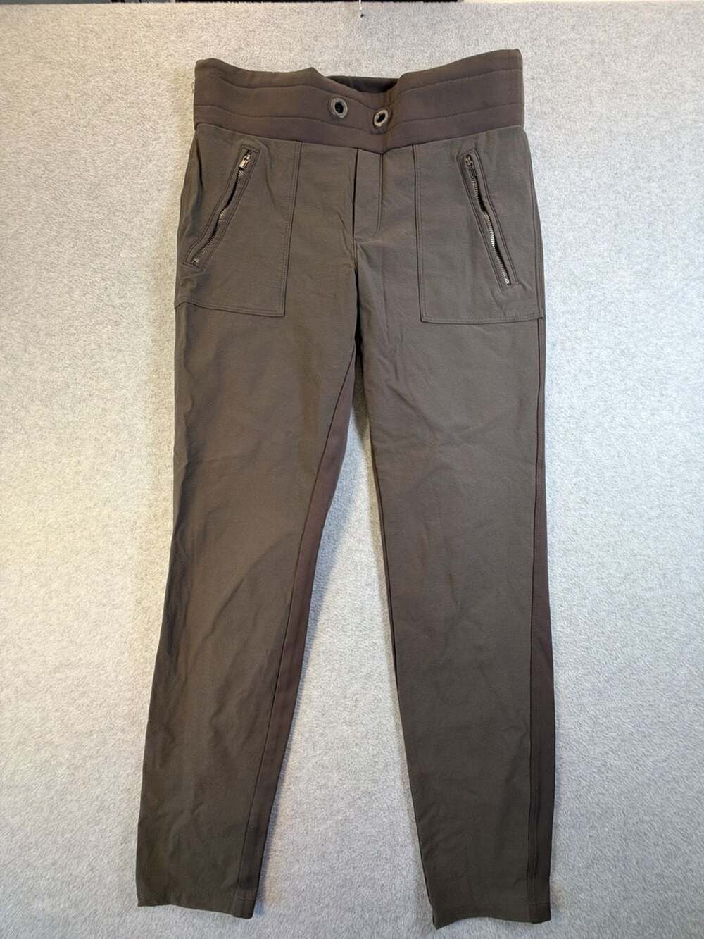 Athleta Headlands Hybrid Tight Pants Gray Zipper Pockets